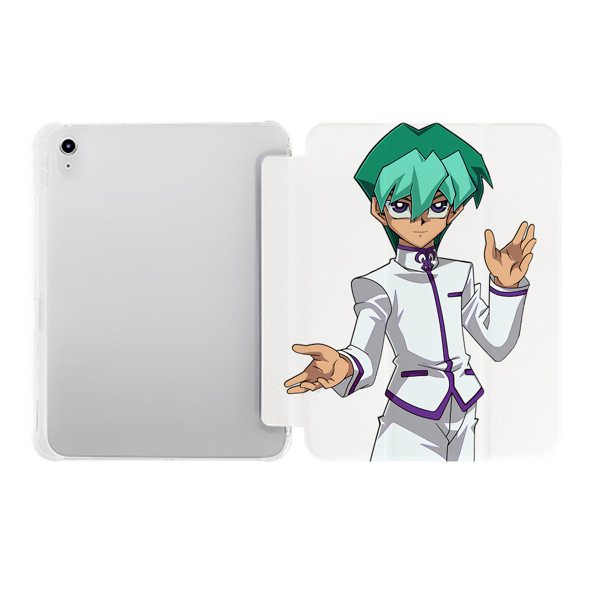 （画像用） 遊☆戯☆王 Yu-Gi-Oh! IPad ケース ペン収納付き 三つ折りスタンド PUレザー×シリコン 対応機種9.5/10.5/10.9インチ